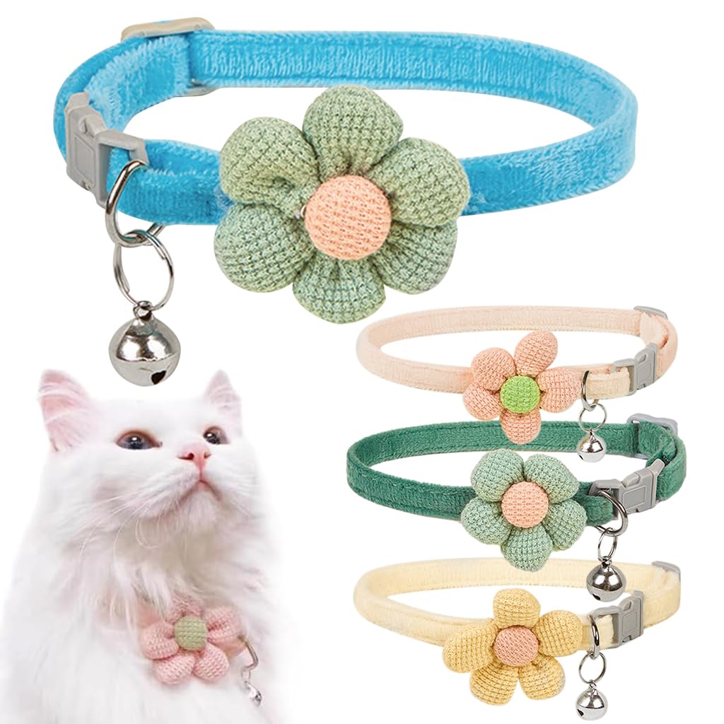 Qpets 4Pcs Cat Collar Pet Collar Cute Flower Cat Collar with Bell, Lovely Cat Collar Quick Release Adjustable Cat Collar Soft Plush Collar Cat Gift Cat Collar Qpets 4Pcs Cat Collar Pet Collar Cute Flower Cat Collar with Bell, Lovely Cat Collar Quick Release Adjustable Cat Collar Soft Plush Collar Cat Gift Cat Collar